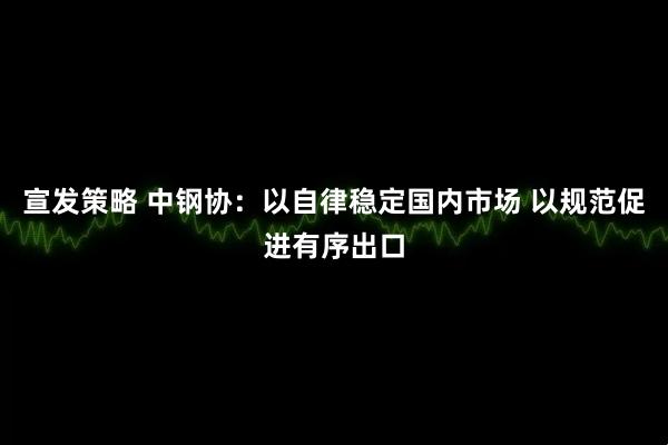 宣发策略 中钢协：以自律稳定国内市场 以规范促进有序出口